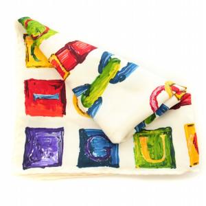 GUCCI ストール ホースビット 総柄 シルク 白 ホワイト マルチカラー