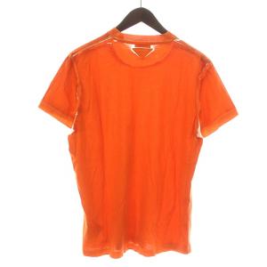 PRADA Tシャツ カットソー 半袖 クルーネック S オレンジ 白 ホワイト