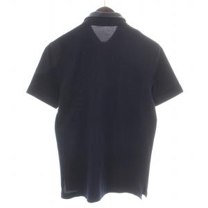 BLACK LABEL CRESTBRIDGE ポロシャツ 半袖 ハーフボタン 鹿の子 ロゴ刺繍 チェック M 紺 ネイビー グレー