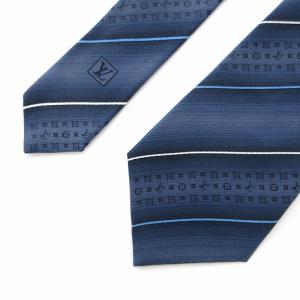 LOUIS VUITTON M73193 ネクタイ ワイドタイ モノグラム シルク 総柄 紺 ネイビー
