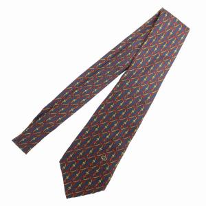 GUCCI タグ付き ネクタイ ビジネス カジュアル 総柄 絹 シルク 紺 ネイビー