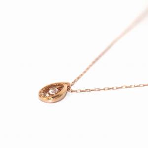 4℃ ネックレス ペンダント K10 ストーン しずくモチーフ ピンクゴールド