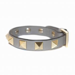 VALENTINO ロックスタッズブレスレット レザー グレー