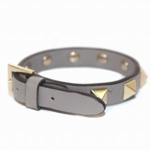 VALENTINO ロックスタッズブレスレット レザー グレー