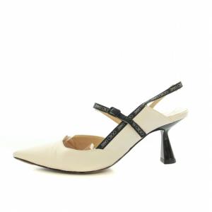 JIMMY CHOO キックヒール KICK HEEL パンプス ロゴストラップ ポインテッドトゥ ハイヒール レザー 34 21.0cm 白 ホワイト