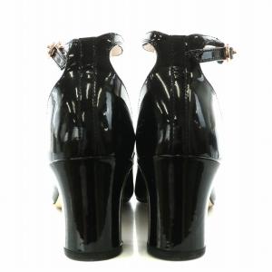 Repetto パンプス ストラップ プレーントゥ チャンキーヒール エナメル 36 22.5cm 黒 ブラック