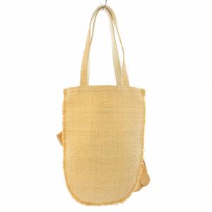 LUDLOW ビッグリボンストロートートバッグ かごバッグ ショルダーバッグ A4 ベージュ