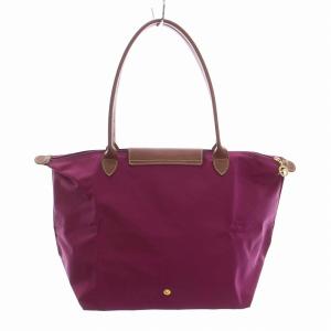 Longchamp ル プリアージュ LE PLIAGE トートバッグ 折りたたみ ナイロン レザー 紫 パープル 茶