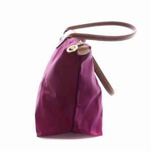 Longchamp ル プリアージュ LE PLIAGE トートバッグ 折りたたみ ナイロン レザー 紫 パープル 茶