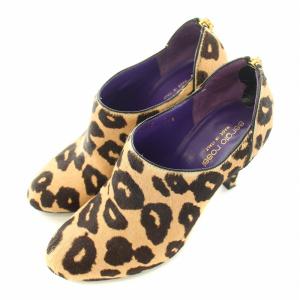 Sergio Rossi ブーティ ショートブーツ ハラコ レオパード ヒョウ柄 34.5 22.5cm ベージュ