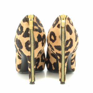 Sergio Rossi ブーティ ショートブーツ ハラコ レオパード ヒョウ柄 34.5 22.5cm ベージュ