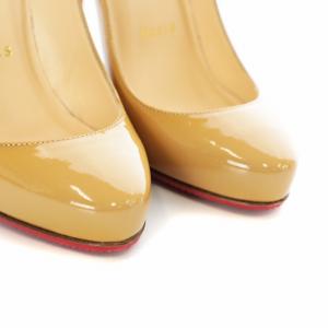 Christian Louboutin パンプス ラウンドトゥ ピンヒール エナメル 34 21.0cm キャメル ライトブラウン /AQ GY12