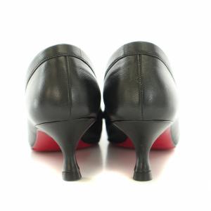 Christian Louboutin パンプス スクエアトゥ ハイヒール リボン レザー 34 22cm 黒 ブラック
