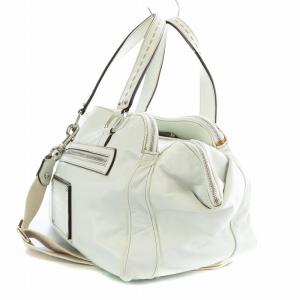 DOLCE&GABBANA MISS SILKY トートバッグ ショルダー ミニボストン 2WAY 裏地ヒョウ柄 ロゴ レザー 牛革 白 ホワイト