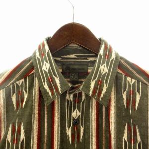Nigel Cabourn カジュアルシャツ 長袖 ネイティブ 50 L カーキ ベージュ 赤 レッド