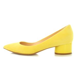 PELLICO ポインテッドトゥパンプス スエード チャンキーヒール 37 24cm イエロー