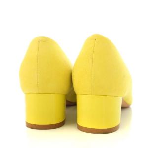 PELLICO ポインテッドトゥパンプス スエード チャンキーヒール 37 24cm イエロー