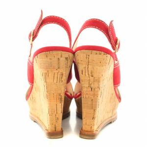 DIANE von FURSTENBERG ストラップサンダル アーモンドトゥ ウェッジソール スエード 8M 25cm 赤 レッド