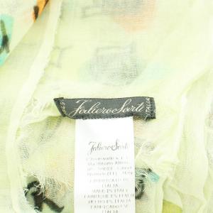 Faliero Sarti ストール フリンジ 総柄 モダール マルチカラー ライトグリーン オレンジ 黒 ブラック 青 ブルー