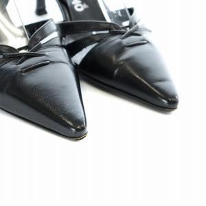 Salvatore Ferragamo サンダル パンプス ポインテッドトゥ ハイヒール ストラップ レザー 5 22.5cm 黒 ブラック