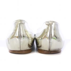 JIMMY CHOO パンプス フラットシューズ ポインテッドトゥ エナメル 38.5 25.5cm シルバー