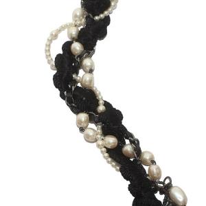 TO BE CHIC フェイクパール チェーンベルト 黒 ブラック