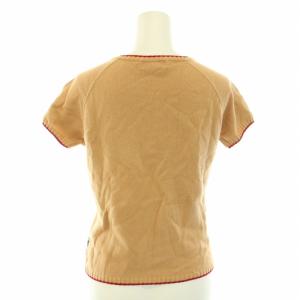 BURBERRY BLUE LABEL ニット セーター クルーネック 半袖 チェック柄 ハイゲージ M ベージュ 黒 ブラック