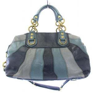 COACH ハンドバッグ ワンショルダーバッグ ロゴ チャーム付き レザー 青 ブルー 12952