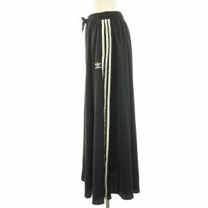 adidas Originals LONG SATIN SKIRT ロングサテンスカート フレア ギャザー イージー ウエストゴム ロゴ 刺繍 サイドライン