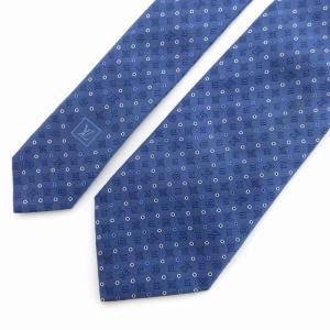 LOUIS VUITTON M71706 モノグラム サークル ネクタイ ワイドタイ 総柄 青 ブルー
