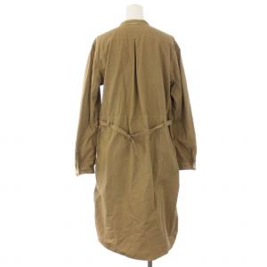 MHL. NATURAL DYE POPLIN バンドカラーリネンコットンワンピース 長袖 ひざ丈 2 M 茶 ブラウン 595-158552