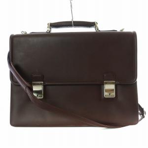 ブリーフケース ビジネスバッグ ショルダバッグ フラップ レザー 茶 ブラウン