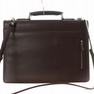 LANVIN ブリーフケース ビジネスバッグ ショルダバッグ フラップ レザー 茶 ブラウン