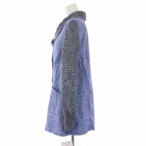 Senso unico io comme io ニットジャケット 切替 リネン シルク 38 M 青 ブルー 06114011