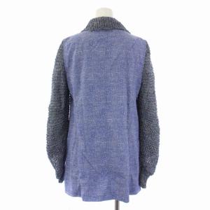 Senso unico io comme io ニットジャケット 切替 リネン シルク 38 M 青 ブルー 06114011