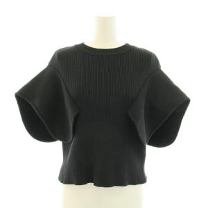 22SS ラウンドパネルスリーブニットプルオーバー クルーネック 半袖 ハイゲージ 1 S チャコールグレー