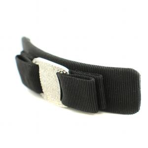 Salvatore Ferragamo ヴァラ バレッタ ヘアピン 髪留め ヘアアクセサリー リボン ストーン 装飾 黒 ブラック