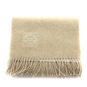 LOEWE マフラー ストール フリンジ バイカラー アナグラム刺繍 ベージュ