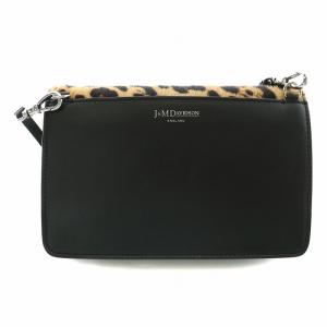 J&M DAVIDSON ショルダーバッグ ハラコ レオパード ブラウン ブラック