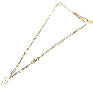 Chloe ネックレス ペンダント 2連 チェーン ロゴ ゴールドカラー 白 ホワイト