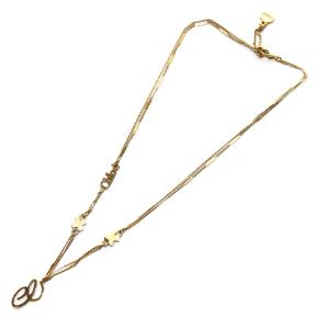 Chloe ネックレス ペンダント 2連 チェーン ロゴ ゴールドカラー 白 ホワイト