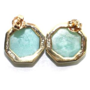 agete ピアス 両耳 ラリマー シルバー 10金 K10 水色 ゴールド