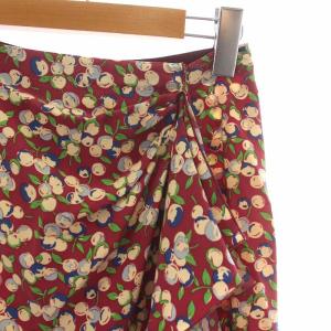 LOUIS VUITTON フレアスカート ひざ丈 総柄 レイヤード シアー シースルー 絹 シルク 34 XS 赤 レッド マルチカラー
