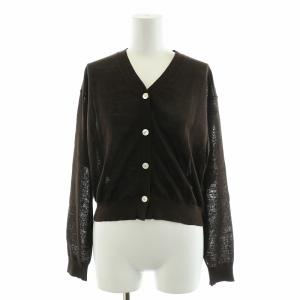 23SS ハイツイストラミー Vネックカーディガン 麻 リネン S ダークブラウン 11-02-32-02404