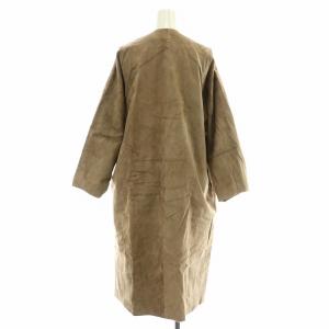 sisii ノーカラーコート ロング スエード カウレザー XS 茶 ブラウン 123-KL /NW41 H