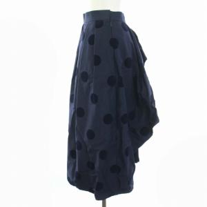 SHE Tokyo kelly dot ケリードット フレアスカート プリーツ 切替 ミモレ丈 ロング 34 XS 紺 ネイビー