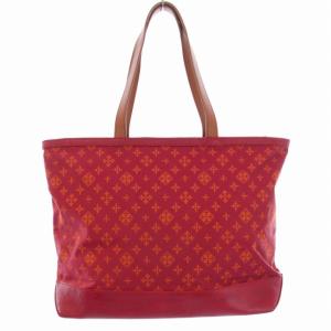 ショルダーバッグ トートバッグ 総柄 ナイロン A4 赤 レッド 茶 ブラウン