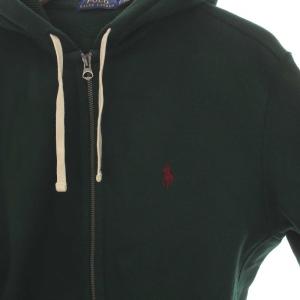 POLO RALPH LAUREN パーカー スウェット 裏起毛 ジップアップ ロゴ刺繍 長袖 S P 緑 グリーン