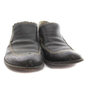 EMPORIO ARMANI スリッポン ローファー レザー シューズ 42 28cm 黒 ブラック