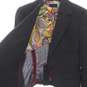 Paul Smith BLACK スーツ セットアップ 上下 チェック テーラードジャケット 1B ミニ スカート ボックスプリーツ 38 40 紺 ネイビー